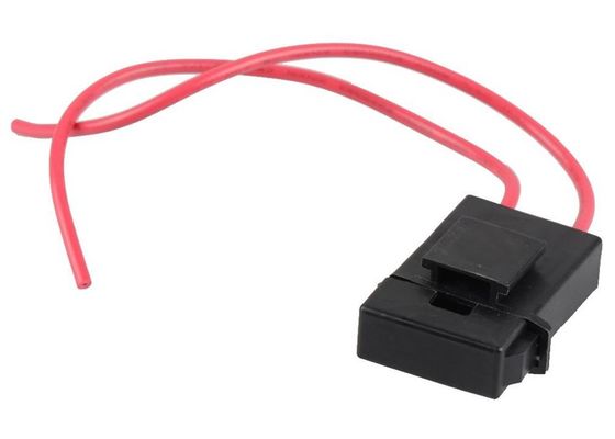Caja auto en línea atada con alambre casquillo cuadrada plástica MT205 del tenedor del fusible de Shell del negro rojo del alambre para el mini fusible de la cuchilla del coche