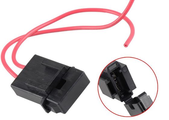 Caja auto en línea atada con alambre casquillo cuadrada plástica MT205 del tenedor del fusible de Shell del negro rojo del alambre para el mini fusible de la cuchilla del coche