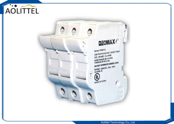 Tenedor PVRH1U del fusible del soporte del carril de poste 30A de la caja fuerte 1 del poder para el fusible de cartucho solar del picovoltio del tubo de cerámica 1000VDC